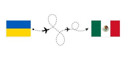 vuelo y viaje de ucrania a méxico por concepto de viaje en avión de pasajeros vector