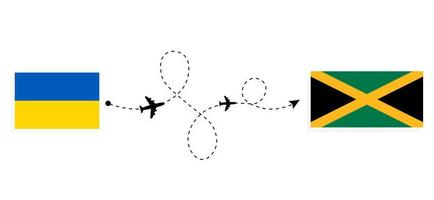 vuelo y viaje de ucrania a jamaica por concepto de viaje en avión de pasajeros vector