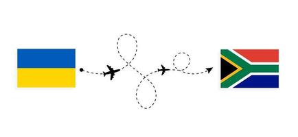 vuelo y viaje desde ucrania a sudáfrica por concepto de viaje en avión de pasajeros vector