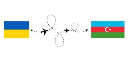 vuelo y viaje de ucrania a azerbaiyán por concepto de viaje en avión de pasajeros vector