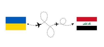 vuelo y viaje de ucrania a irak por concepto de viaje en avión de pasajeros vector