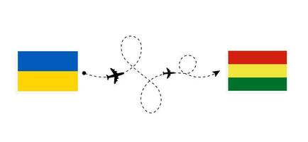 vuelo y viaje de ucrania a bolivia por concepto de viaje en avión de pasajeros vector