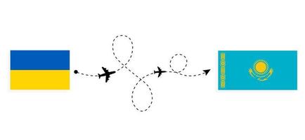 vuelo y viaje de ucrania a kazajstán por concepto de viaje en avión de pasajeros vector