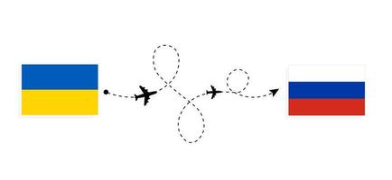 vuelo y viaje de ucrania a rusia por concepto de viaje en avión de pasajeros vector