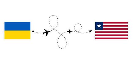 vuelo y viaje desde ucrania a liberia por concepto de viaje en avión de pasajeros vector