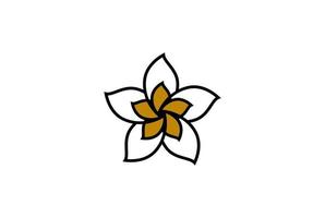 Simple Minimalist Geometric Star Plumeria Frangipani Flower Logo Design Vector