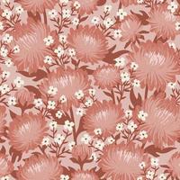 SEAMLESS VECTOR BACKGROUND WITH DELICATE RED PEONIES AND WHITE GYPSOPHILA