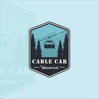 cable car or gondola emblem logo vintage vector illustration template icon graphic design. transportation business travel for vacation at mountain sign and symbol with badge