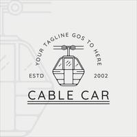 cable car or gondola logo line art simple minimalist vector illustration template icon graphic design. transportation business travel for vacation at mountain with typography