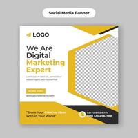 Digital marketing social media post design and business agency square banner idea vector template