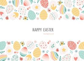 Happy Easter background with painted Easter eggs vector