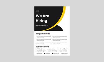 we are hiring flyer design template. hiring now flyer poster design. we are hiring join us design template. vector