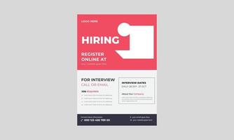 We are hiring flyer design. Job offer leaflet template, Job vacancy flyer poster template design, We are hiring job flyer template. vector