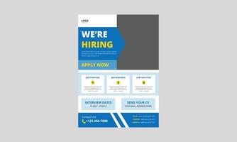 We are hiring flyer design. Job offer leaflet template. Job vacancy flyer poster template design, cover, a4 size, flyer design vector