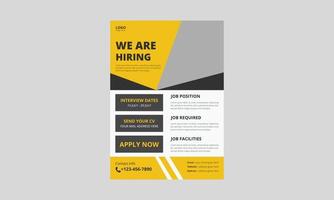 We are hiring flyer design. Job offer leaflet template. Job vacancy flyer poster template design, cover, a4 size, flyer design vector