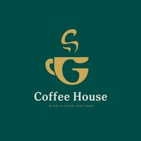 Premium elegant with gold color initial letter G coffee house logo icon vector template