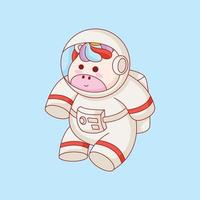 Cute unicorn astronaut cartoon vector illustration