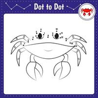 Connect the dots. Activity for kids. Educational game for preschool children. Vector illustration. Crab