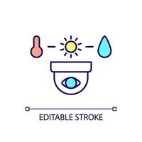 Sensors for temperature and humidity measurement RGB color icon. Remote monitoring. Smart agriculture. Isolated vector illustration. Simple filled line drawing. Editable stroke. Arial font used