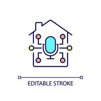 Voice control in smart home RGB color icon. Automation system. Voice activated products in house. Isolated vector illustration. Simple filled line drawing. Editable stroke. Arial font used