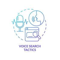 Voice search tactics blue gradient concept icon. Promotion innovation. SEO marketing trend abstract idea thin line illustration. Isolated outline drawing. Myriad Pro-Bold font used vector