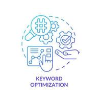 Keyword optimization blue gradient concept icon. Content creating. Keyword research. SEO marketing trend abstract idea thin line illustration. Isolated outline drawing. Myriad Pro-Bold font used vector