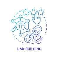 Link-building blue gradient concept icon. SEO optimization process. Current marketing trend abstract idea thin line illustration. Isolated outline drawing. Myriad Pro-Bold font used vector