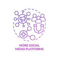 More social media platforms purple gradient concept icon. Internet sales. Digital marketing trend abstract idea thin line illustration. Isolated outline drawing. Myriad Pro-Bold font used vector