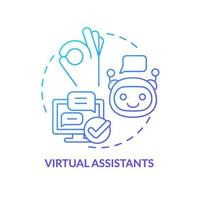 Virtual assistants blue gradient concept icon. AI technology in marketing. Advertising trend abstract idea thin line illustration. Isolated outline drawing. Myriad Pro-Bold font used vector