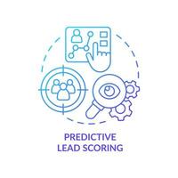 Predictive lead scoring blue gradient concept icon. Automated analyze. AI usage in marketing abstract idea thin line illustration. Isolated outline drawing. Myriad Pro-Bold font used vector