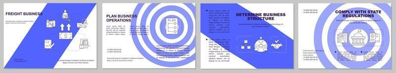 plantilla de folleto azul de negocios de carga. planificar operaciones. diseño de impresión de folletos con iconos lineales. diseños vectoriales para presentación, informes anuales, anuncios. arial-black, innumerables fuentes pro-regulares utilizadas vector