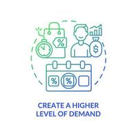 Create higher level of demand green blue gradient concept icon. Improve sales performance abstract idea thin line illustration. Isolated outline drawing. Roboto-Medium, Myriad Pro-Bold fonts used vector