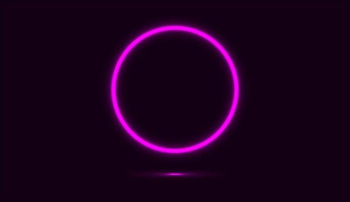 Purple neon of circle isolated on dark background