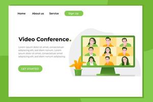 página de inicio de videoconferencia para web, aplicaciones móviles, etc. vector