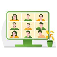 Video conference illustration in flat design style. good use for web design, mobile apps, banner. vector