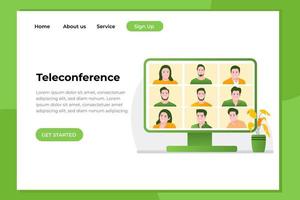 Video Conference landing page for web, mobile apps, etc vector