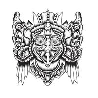 Barong Balinese mask in hand drawing style vector