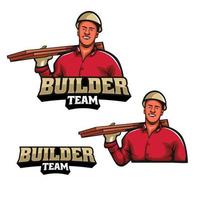 builder team mascot logo template vector