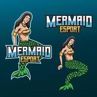 mascota de sirena y plantilla de logotipo de esport. fácil de editar y personalizar vector