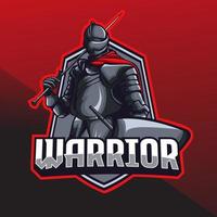 knight warrior holding a sword mascot logo template vector