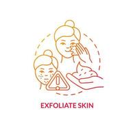 Exfoliate skin red gradient concept icon. Beauty and health procedure. Skincare routine tip abstract idea thin line illustration. Isolated outline drawing. Roboto-Medium, Myriad Pro-Bold fonts used vector