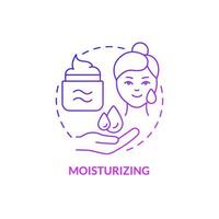 Moisturizing purple gradient concept icon. Keep skin hydrated. Skincare routine step abstract idea thin line illustration. Isolated outline drawing. Roboto-Medium, Myriad Pro-Bold fonts used vector