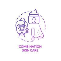 Combination skin care purple gradient concept icon. Choose right care. Everyday routine abstract idea thin line illustration. Isolated outline drawing. Roboto-Medium, Myriad Pro-Bold fonts used vector