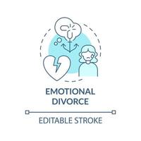 Emotional divorce turquoise concept icon. Painful breakdown. Separation abstract idea thin line illustration. Isolated outline drawing. Editable stroke. Roboto-Medium, Myriad Pro-Bold fonts used vector