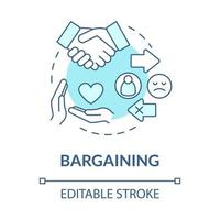 Bargaining turquoise concept icon. Trying to change situation. Divorce stage abstract idea thin line illustration. Isolated outline drawing. Editable stroke. Roboto-Medium, Myriad Pro-Bold fonts used vector