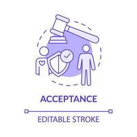 Acceptance purple concept icon. Couple separation. Final divorce stage abstract idea thin line illustration. Isolated outline drawing. Editable stroke. Roboto-Medium, Myriad Pro-Bold fonts used vector