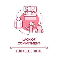 Lack of commitment pink concept icon. Communication problem. Divorce reason abstract idea thin line illustration. Isolated outline drawing. Editable stroke. Roboto-Medium, Myriad Pro-Bold fonts used vector