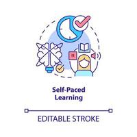 Self paced learning concept icon. Own time and schedule. Electronic learning abstract idea thin line illustration. Isolated outline drawing. Editable stroke. Roboto-Medium, Myriad Pro-Bold fonts used vector