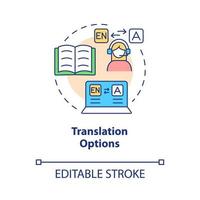 Translation option concept icon. Elearning platforms features abstract idea thin line illustration. Isolated outline drawing. Editable stroke. Roboto-Medium, Myriad Pro-Bold fonts used vector