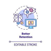 Better retention concept icon. Advantages of electronic learning abstract idea thin line illustration. Isolated outline drawing. Editable stroke. Roboto-Medium, Myriad Pro-Bold fonts used vector